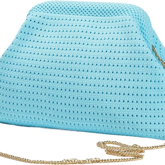 Handbags - Summer Beach Woven Clutch Purses for Women 2025 Cloud Dumpling Pouch Purse Cross